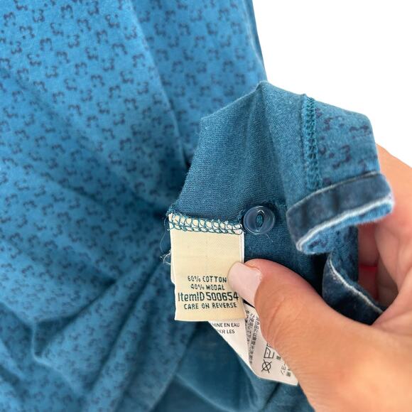 LL Bean Green Printed Long Sleeve Popover Shirt Sz XL - Picture 3 of 5